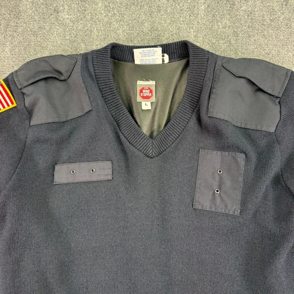 Blauer Sweater Mens Large Navy‎ Gore Windstopper Wool Blend Commando USA Patch